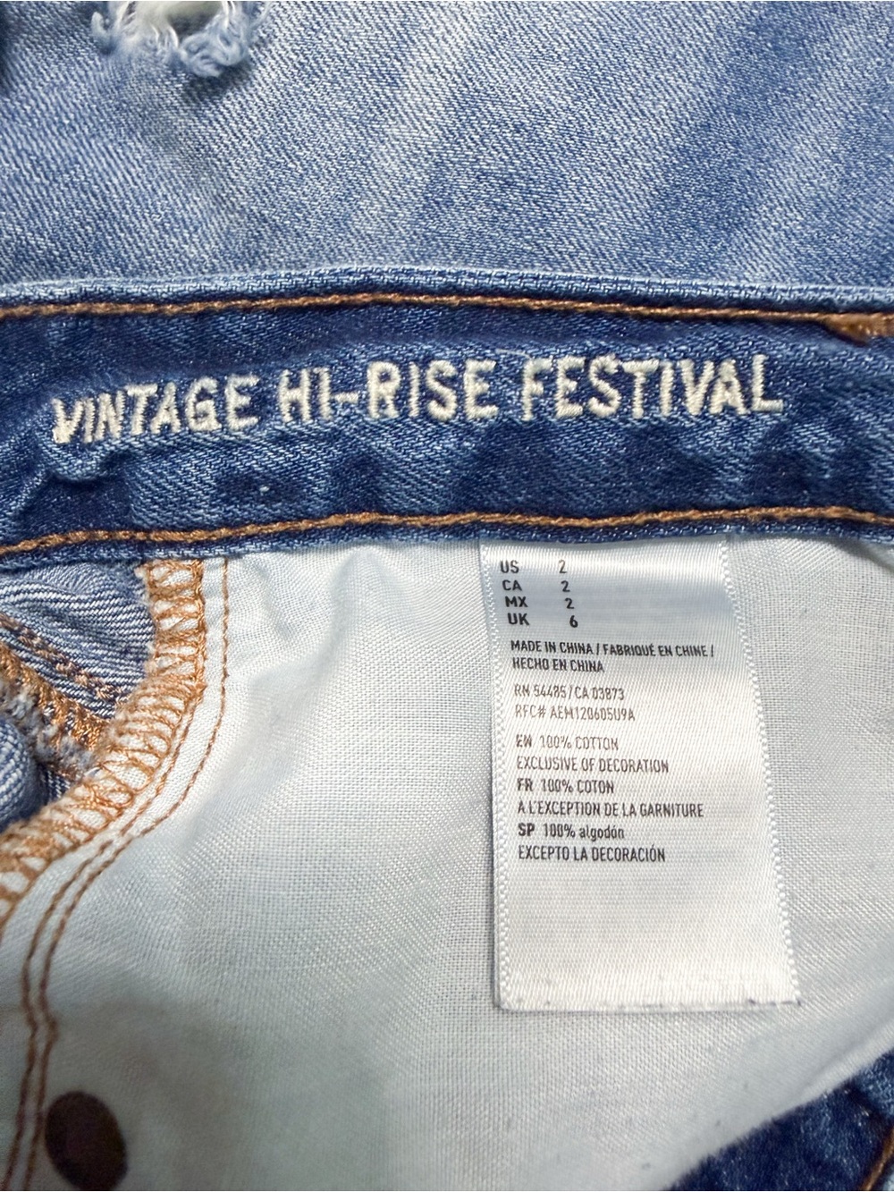American Eagle Outfitters Embroidered Blue Denim Cutoff Shorts - Picture 16 of 17